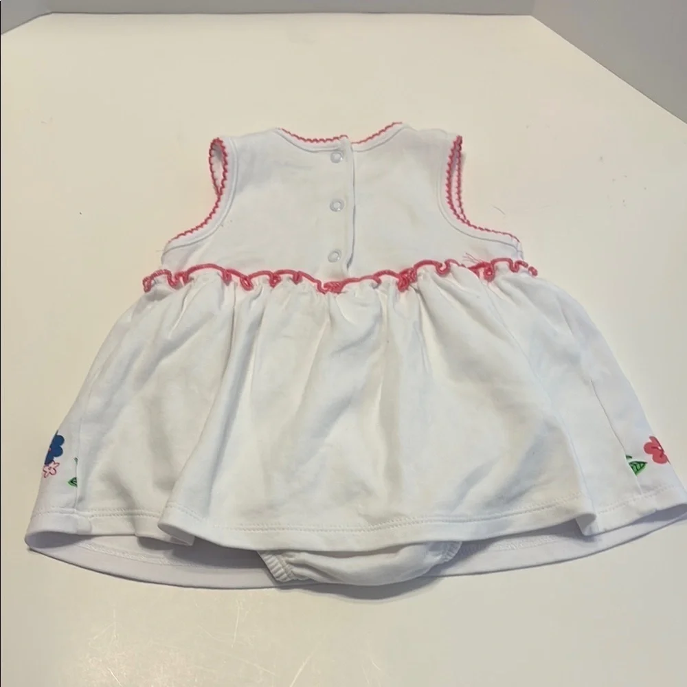 Absorba White Baby Dress with Pink Accents